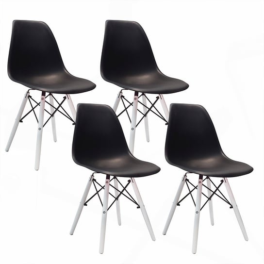 4 krzesła DSW Milano czarne, nogi białe BMDesign