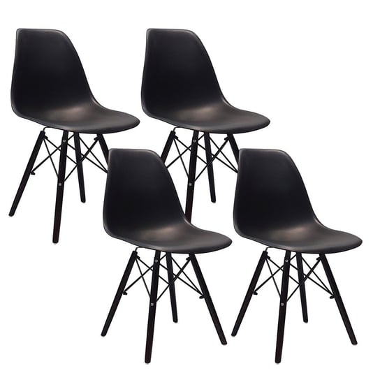 4 krzesła DSW Milano czarne, nogi czarne BMDesign