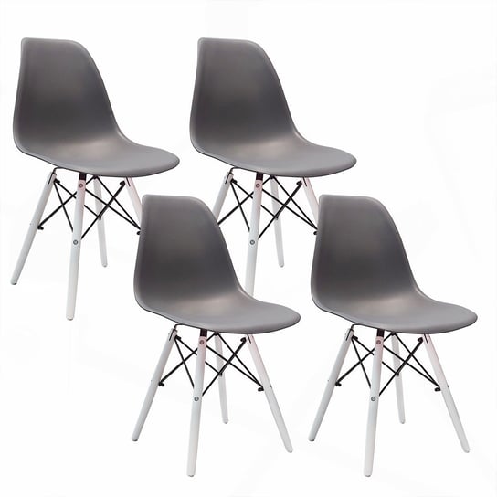 4 krzesła DSW Milano grafitowe, nogi białe BMDesign