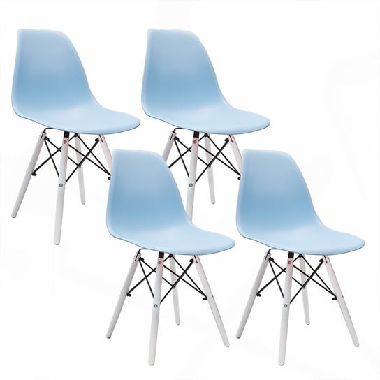 4 krzesła DSW Milano jasno niebieskie, nogi białe BMDesign