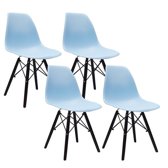4 krzesła DSW Milano jasno niebieskie, nogi czarne BMDesign