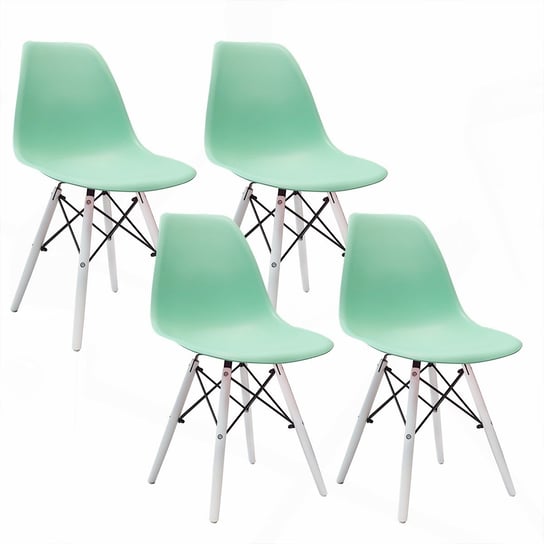 4 krzesła DSW Milano miętowe, nogi białe BMDesign