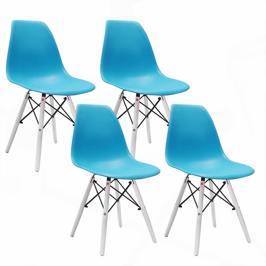 4 krzesła DSW Milano niebieskie, nogi białe BMDesign