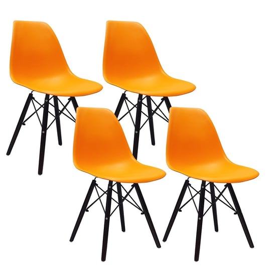 4 krzesła DSW Milano pomarańczowe, nogi czarne BMDesign