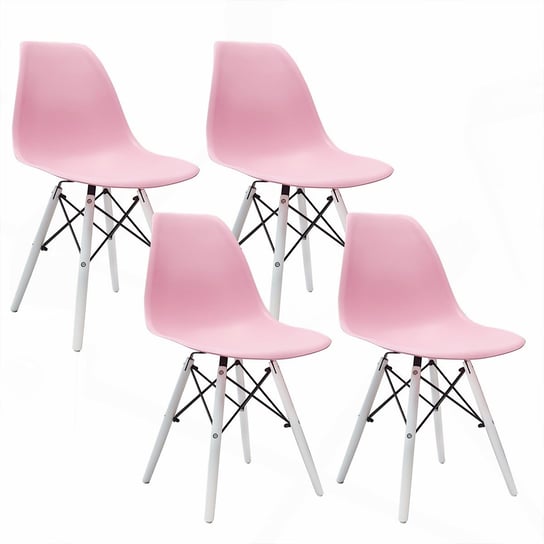 4 krzesła DSW Milano różowe, nogi białe BMDesign