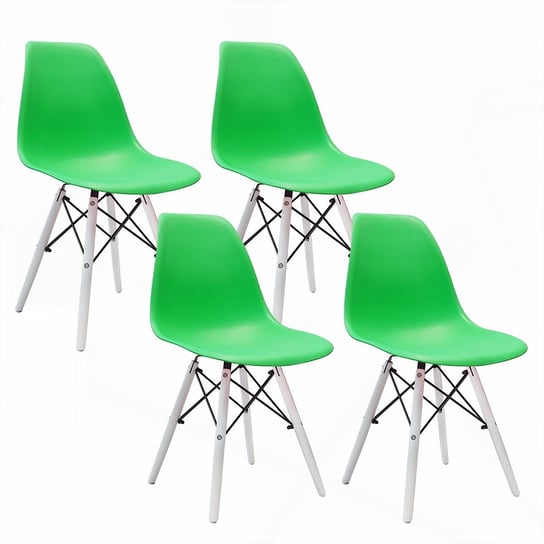 4 krzesła DSW Milano zielone, nogi białe BMDesign