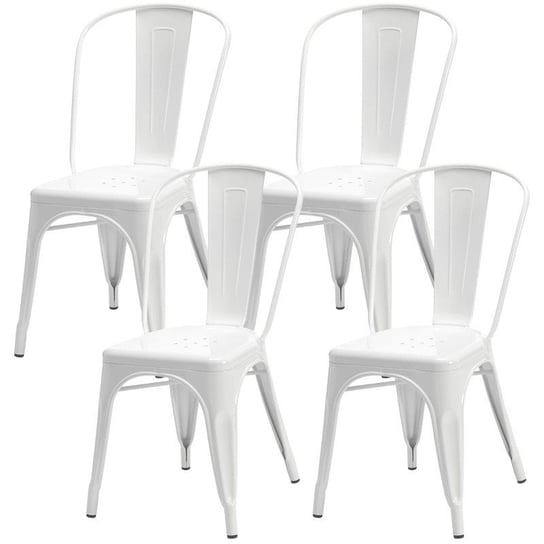 4 krzesła metalowe Paris białe BMDesign