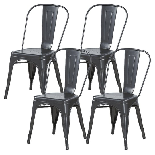 4 krzesła metalowe Paris ciemno szare BMDesign