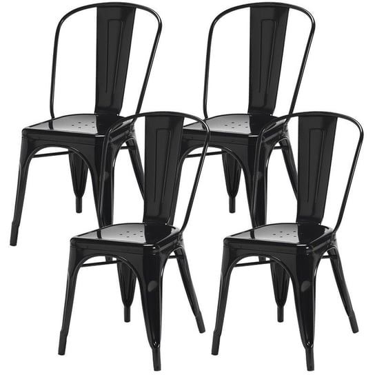 4 krzesła metalowe Paris czarne BMDesign