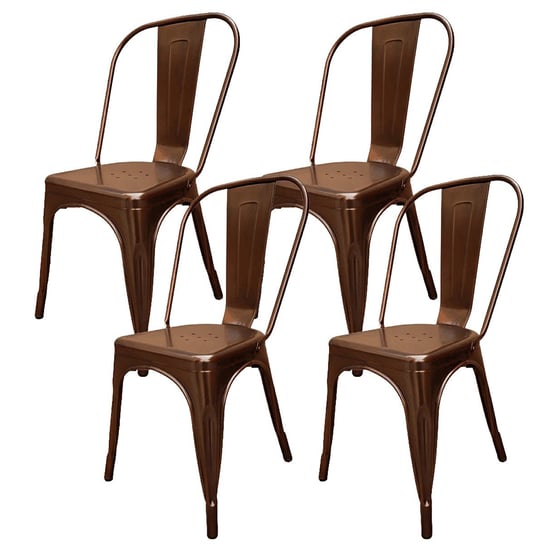 4 krzesła metalowe Paris miedziane BMDesign