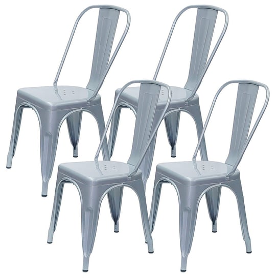 4 krzesła metalowe Paris szare BMDesign