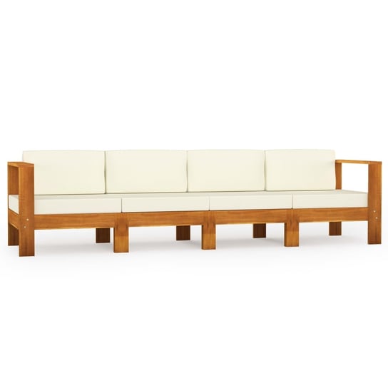 4-osobowa sofa ogrodowa z kremowymi poduszkami, drewno akacjowe vidaXL