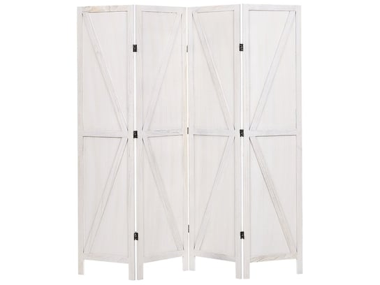 4-panelowy składany parawan pokojowy drewniany 170 x 163 cm biały RIDANNA Beliani