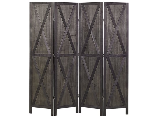 4-panelowy składany parawan pokojowy drewniany 170 x 163 cm ciemnobrązowy RIDANNA Beliani