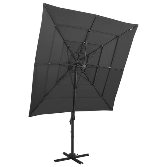 4-poziomowy parasol na aluminiowym słupku, antracyt, 250x250 cm vidaXL