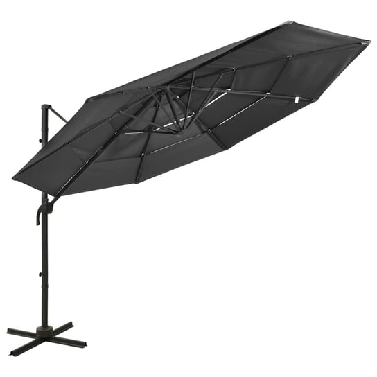 4-poziomowy parasol na aluminiowym słupku, antracytowy, 3x3 m vidaXL