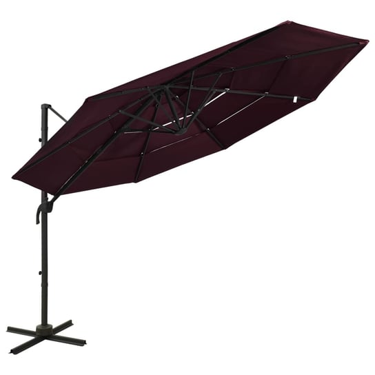 4-poziomowy parasol na aluminiowym słupku, bordowy, 3x3 m vidaXL