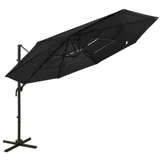 4-poziomowy parasol na aluminiowym słupku, czarny, 3x3 m vidaXL