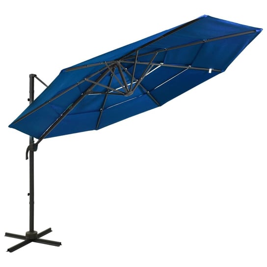 4-poziomowy parasol na aluminiowym słupku, lazurowy, 3x3 m vidaXL