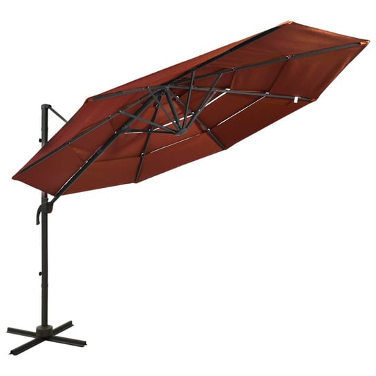 4-poziomowy parasol na aluminiowym słupku, terakotowy, 3x3 m VMP