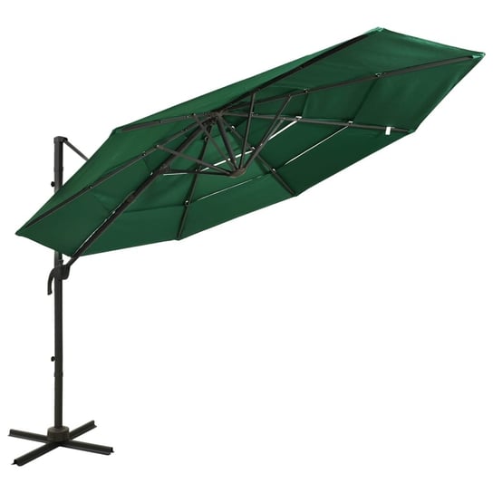 4-poziomowy parasol na aluminiowym słupku, zielony, 3x3 m vidaXL