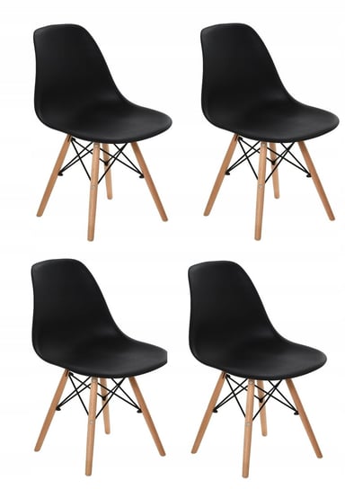 4 x krzesło drewniane skandynawskie czarne HOME INVEST INTERNATIONAL