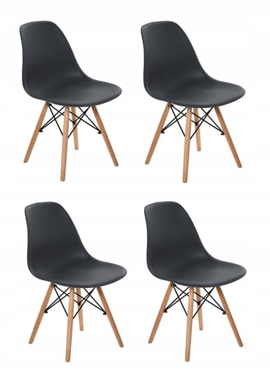 4 x krzesło drewniane skandynawskie szare HOME INVEST INTERNATIONAL