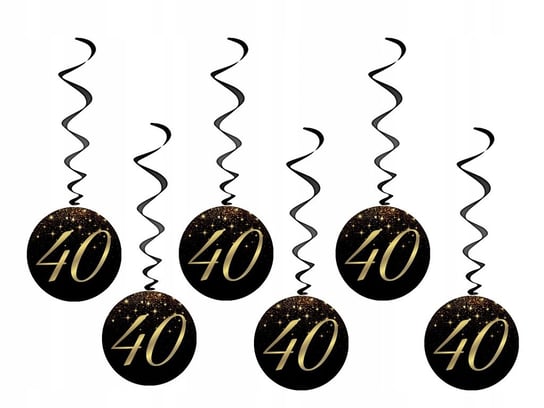 40 urodziny Dekoracja wisząca świderki czarnozłota Inna marka