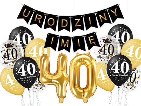 40 urodziny Dekoracje Balonowe Zestaw urodzinowy Dowolne Imię ImprezCzas
