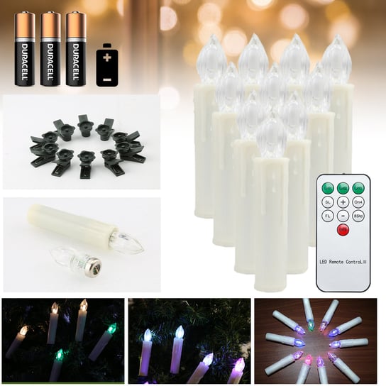 40x świece LED Świece Święte Świąteczne wodoodporne z funkcją licznika świece RGB ciepłe białe+białe+RGB z baterią Einfeben