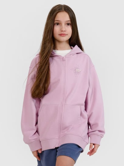 4F Bluza dresowa rozpinana z kapturem dziewczęca 4FJWSS25TSWSF1482-52S Różowy Roz. 146 4F