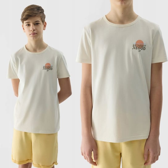 4F KOSZULKA CHŁOPIĘCA Z NADRUKIEM T-SHIRT DZIECIĘCY BASIC SS24 4F