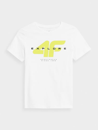 4F, Koszulka z nadrukiem chłopięca, 4FJSS23TTSHM290-10S, Biały, Rozmiar 146 4F