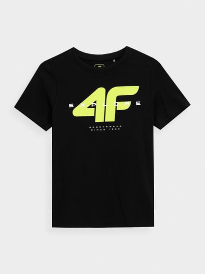 4F, Koszulka z nadrukiem chłopięca, 4FJSS23TTSHM290-20S, Czarny, Rozmiar 146 4F
