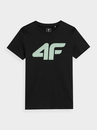 4F, Koszulka z nadrukiem chłopięca, 4FJSS23TTSHM293-20S, Czarny, Rozmiar 140 4F