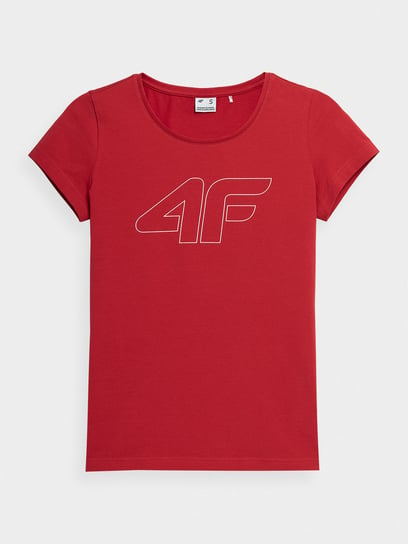 4F, Koszulka z nadrukiem damska, 4FSS23TTSHF583-62S, Czerwony, Rozmiar M 4F