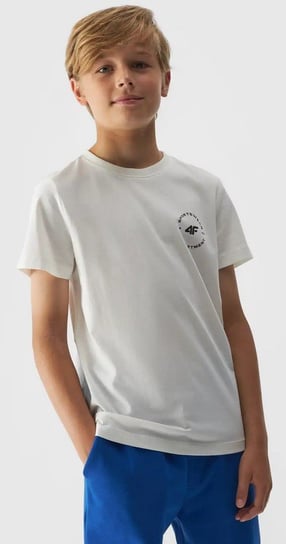 4F, T-shirt chłopięcy, 4FJWAW24TTSHM1859-10S-158, Biały, Rozmiar 158 4F