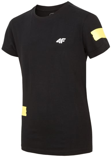 4F, T-shirt chłopięcy, HJZ19-JTSM002 czarny 21S, rozmiar 140 4F