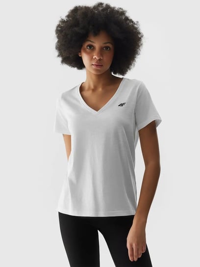 4F, T-shirt damski, basic, biały, Rozmiar L (59407706 ) 4F