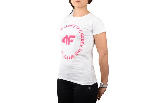 4F, T-shirt dziewczęcy, biały, rozmiar 164 4F