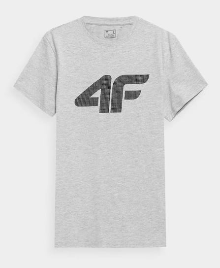 4F, T-shirt męski, basic, chłodny jasny szary melanż, Rozmiar L (59408031 ) 4F