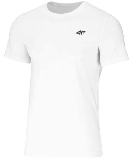 4F, T-shirt regular gładki męski, 4FSS23TTSHM536-10S, Biały, rozmiar M 4F