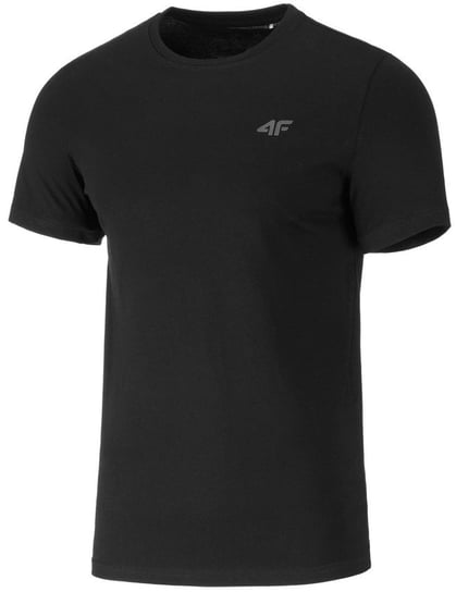 4F, T-shirt regular gładki męski, 4FSS23TTSHM536-20S, czarny, rozmiar L 4F