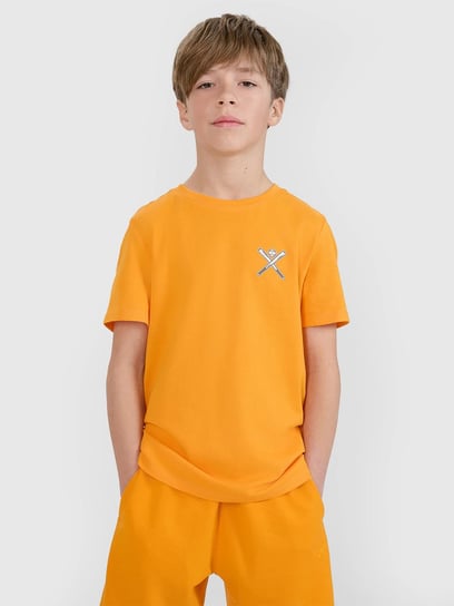4F T-shirt regular z nadrukiem chłopięcy 4FJRSS25TTSHM2642-70S Pomarańczowy Roz. 158 4F