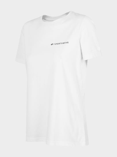 4F, T-shirt regular z nadrukiem damski, H4Z22-TSD025, Biały, Rozmiar S 4F