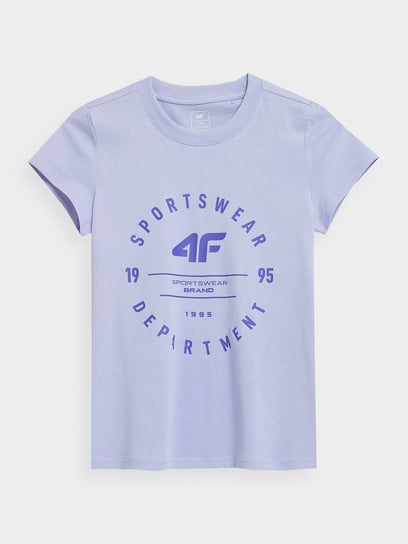 4F, T-shirt z nadrukiem dziewczęcy, 4FJSS23TTSHF280-52S, Jasny Fiolet, Rozmiar 152 4F