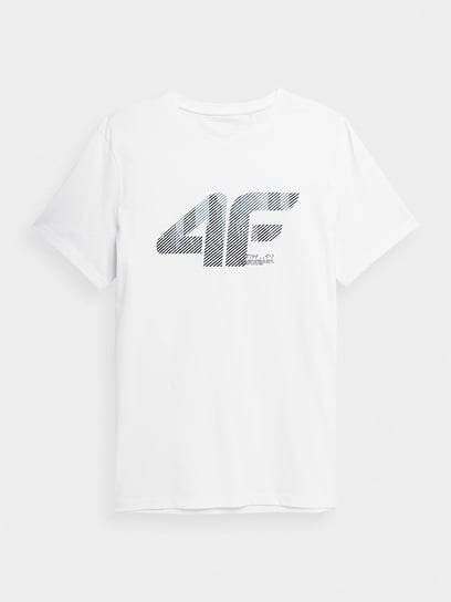 4F, T-shirt z nadrukiem męski, 4FSS23TTSHM309-10S, Biały, rozmiar L 4F