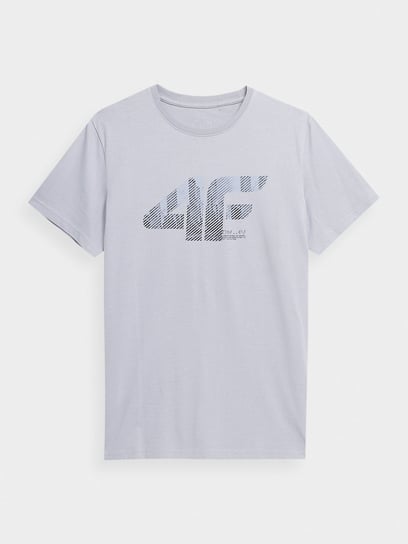 4F, T-shirt z nadrukiem męski, 4FSS23TTSHM309-27S, Jasny Szary, rozmiar XL 4F