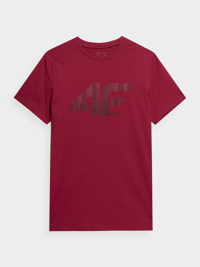 4F, T-shirt z nadrukiem męski, 4FSS23TTSHM309-61S, Ciemna czerwień, Rozmiar L (56305616 ) 4F