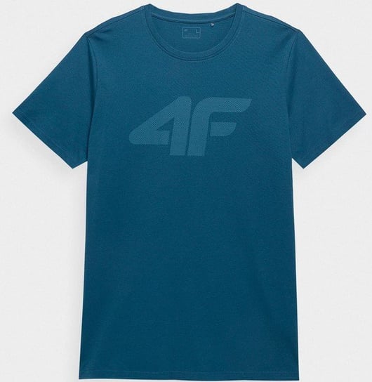 4F, T-shirt z nadrukiem męski, 4FSS23TTSHM537-32S, Denim, rozmiar L 4F